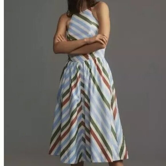 Anthropologie Maeve Women's Size XXS Halter Midi Sun Dress New - Picture 1 of 6